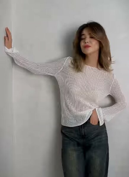 Красивая женская кофта в сетку, белая