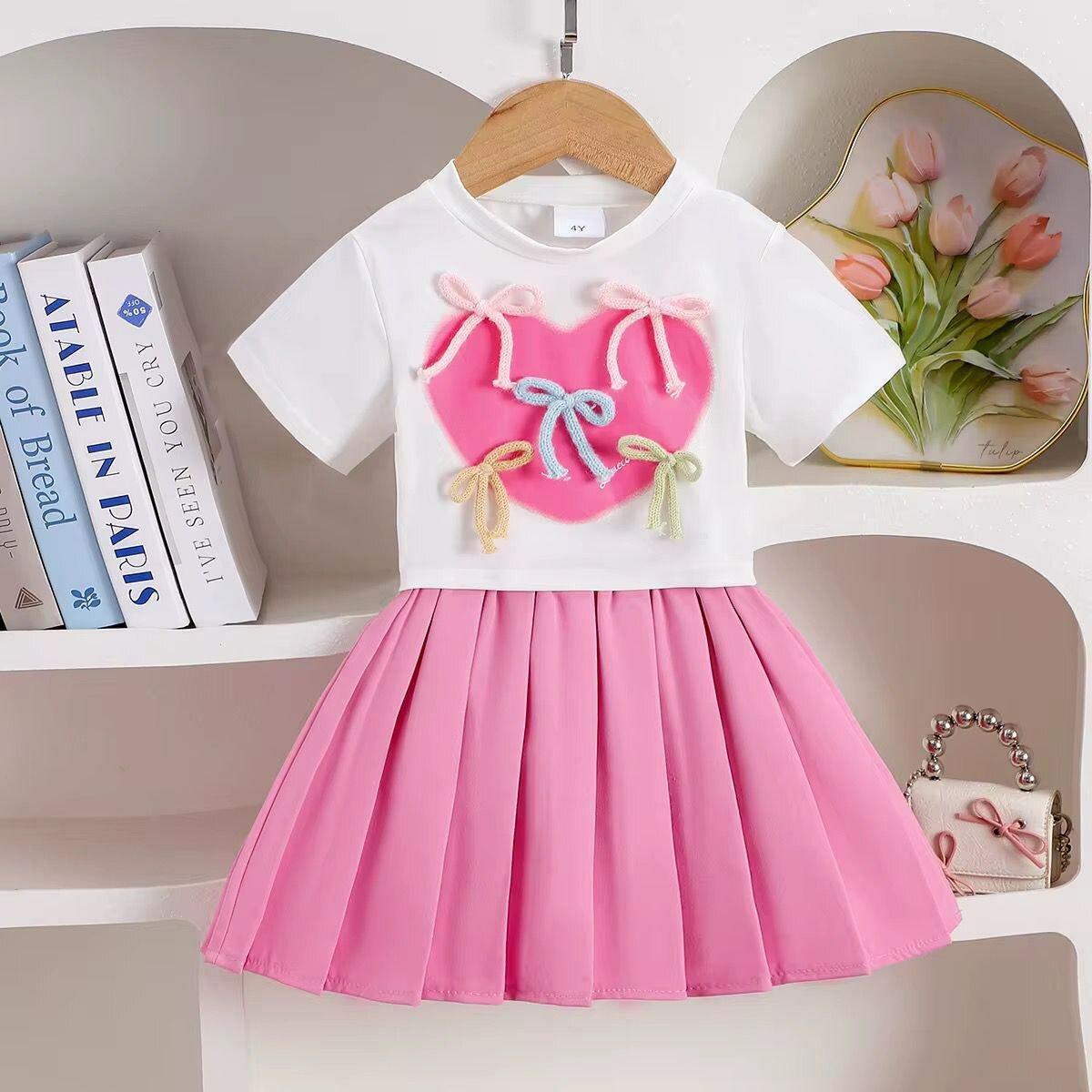 Ensemble Fille Rose Cœur