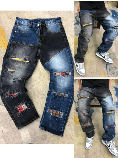 Jeans homme patchwork déchiré