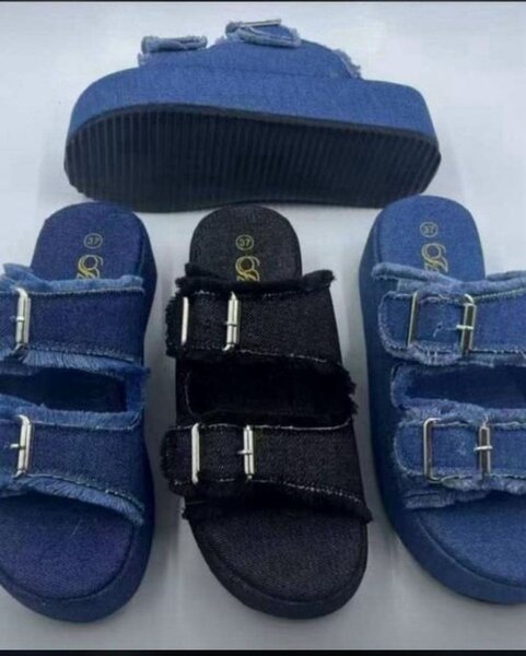 Sandales à plateau en jean