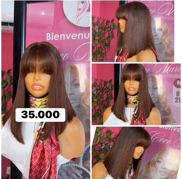 Perruque naturelle à frange