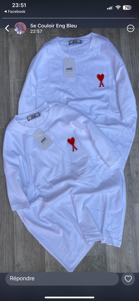 T-shirt blanc cœur rouge