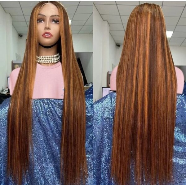 Long Straight Brown-Gold Gradi