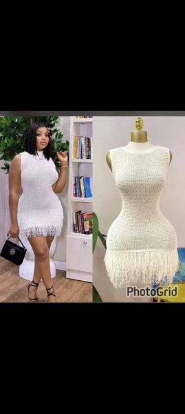 Robe Blanche Frangée Élégante