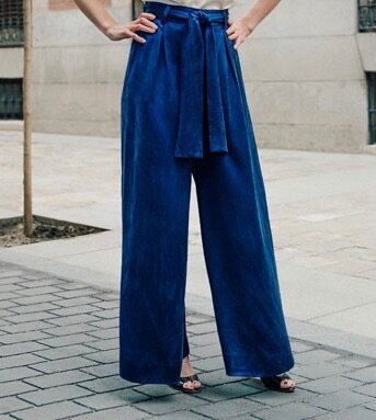 Ladies Blue Wide Leg Pants