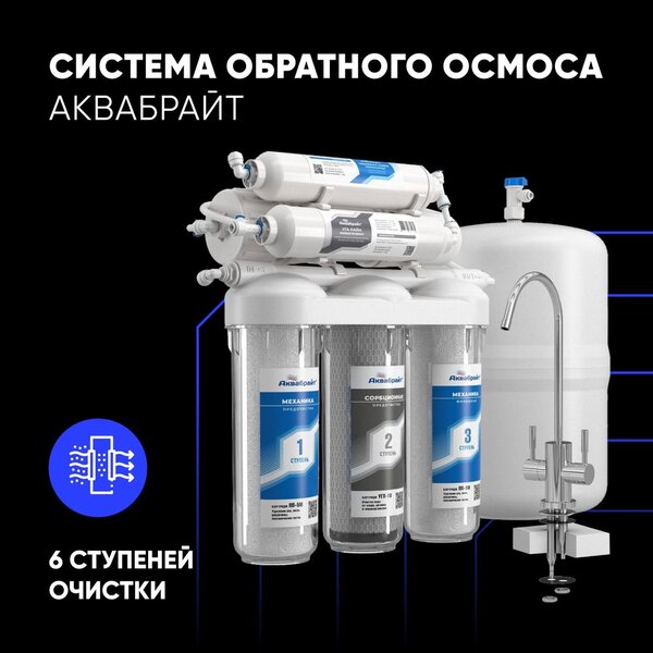 СИСТЕМА ОЧИСТКИ ПИТЬЕВОЙ ВОДЫ С ОБРАТНЫМ ОСМОСОМ АБФ-ОСМО-6