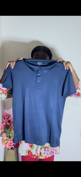 Polo bleu en coton doux