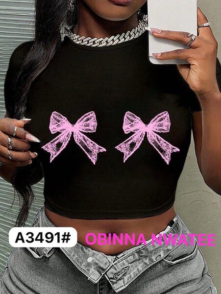 Crop top noir avec noeuds