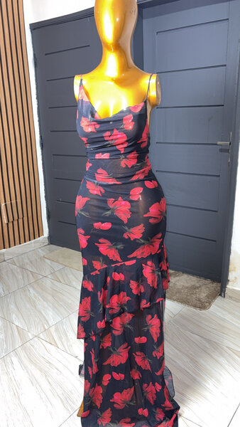 Robe Longue Élégante à Fleurs