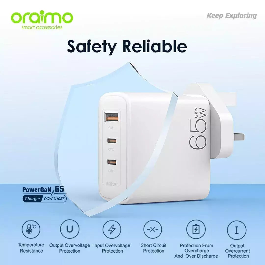 oraimo PowerGaN 65 65W Wall Charger Kit