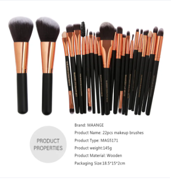 22Pcs Beauty Makeup Brushes Set Cosmetic Foundation Powder Blush Eye Shadow Lip Blend Make Up Brush Tool Kit Maquiagem