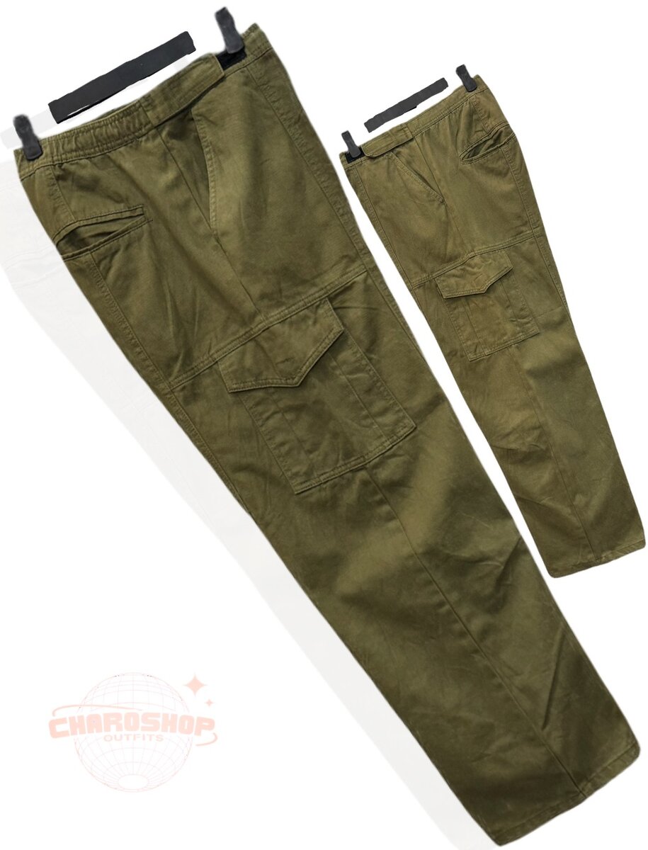 Pantalon cargo vert ample homme