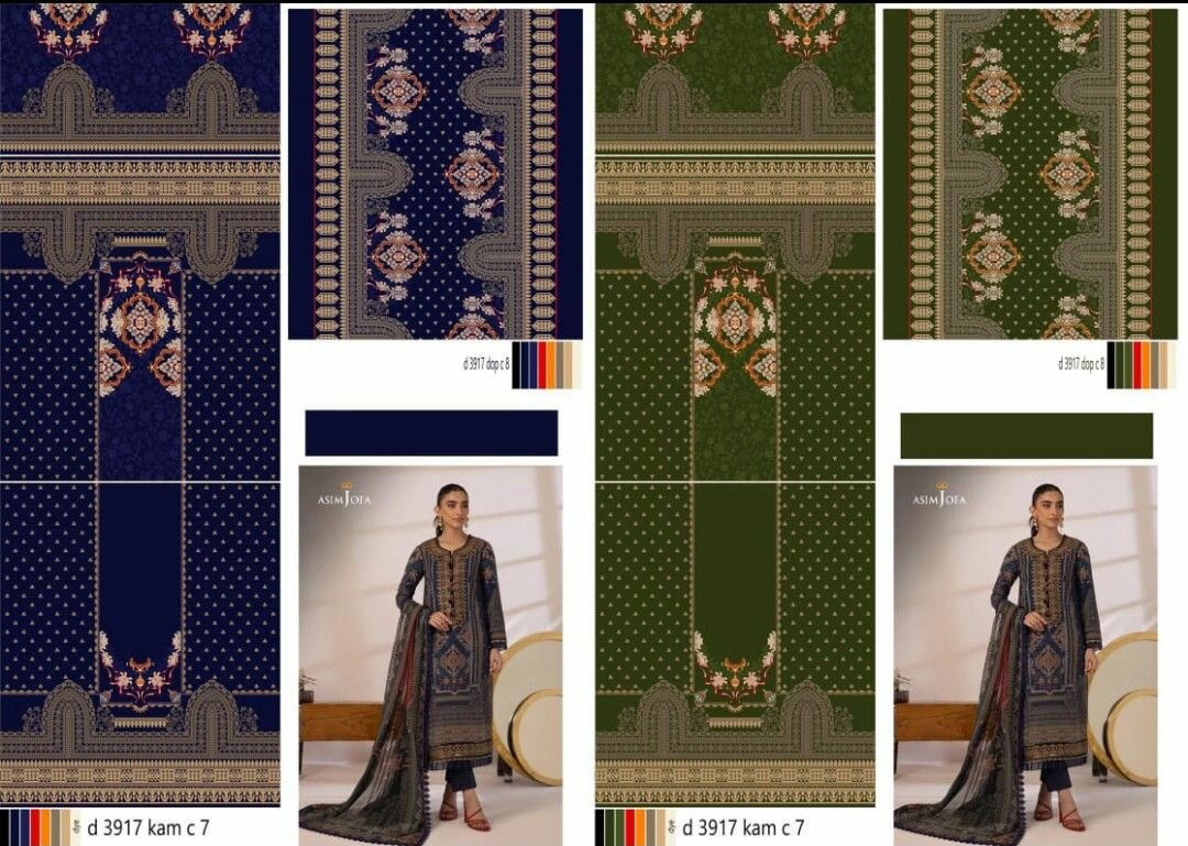 Lady's 3pc Lawn Unstich Suit