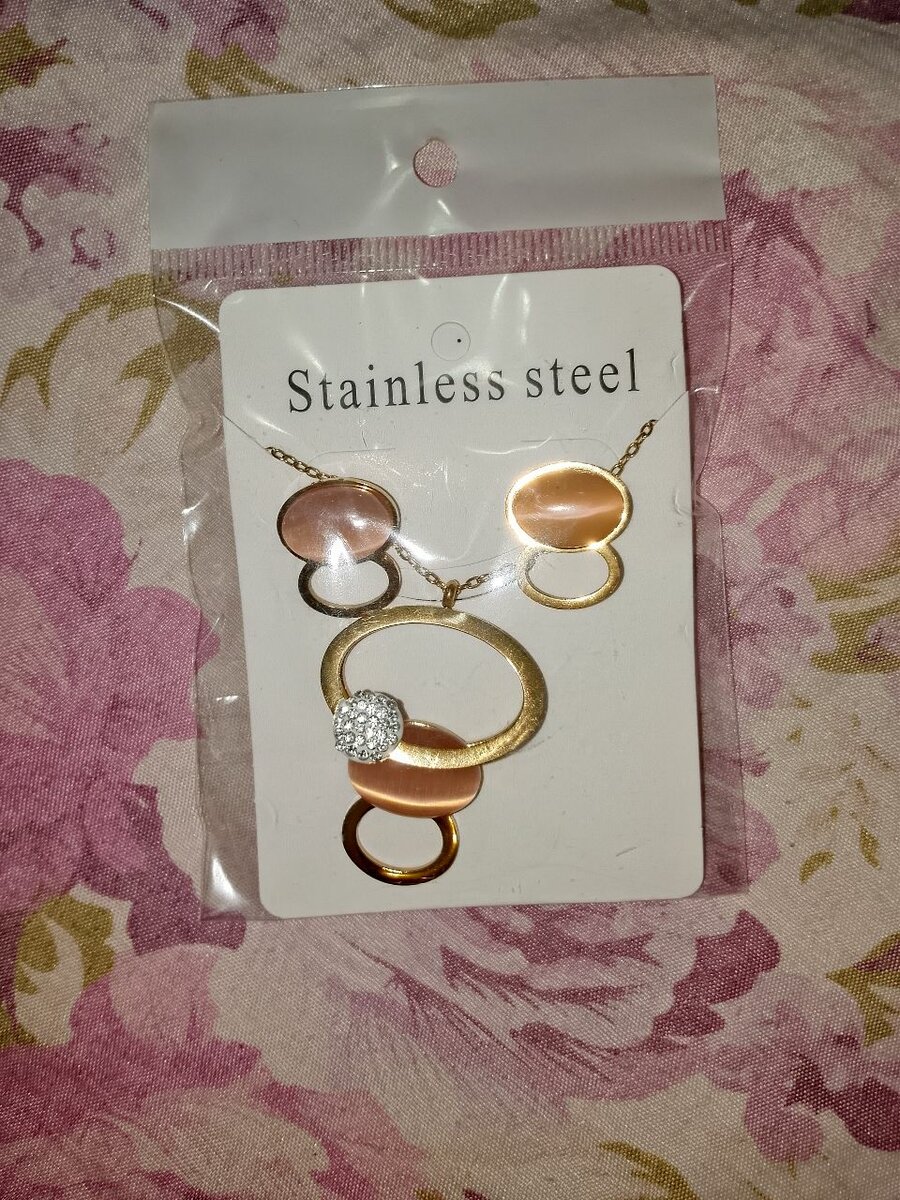 Parure Collier Boucles d'Oreilles Acier Inox