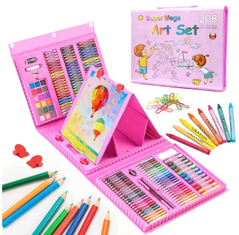 208 Pcs Super Mega Art Set | Drawing & Painting Set | Crayons, Oil Pastel Supplies For Kids