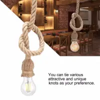 E27 Lamp Base Holder Vintage Hemp Rope Electric Wire Cord for DIY E27 Edison Bulb Pendant Light Double/Single Head Natural Jute