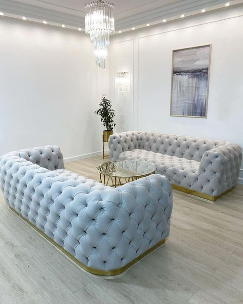 set of white sofas