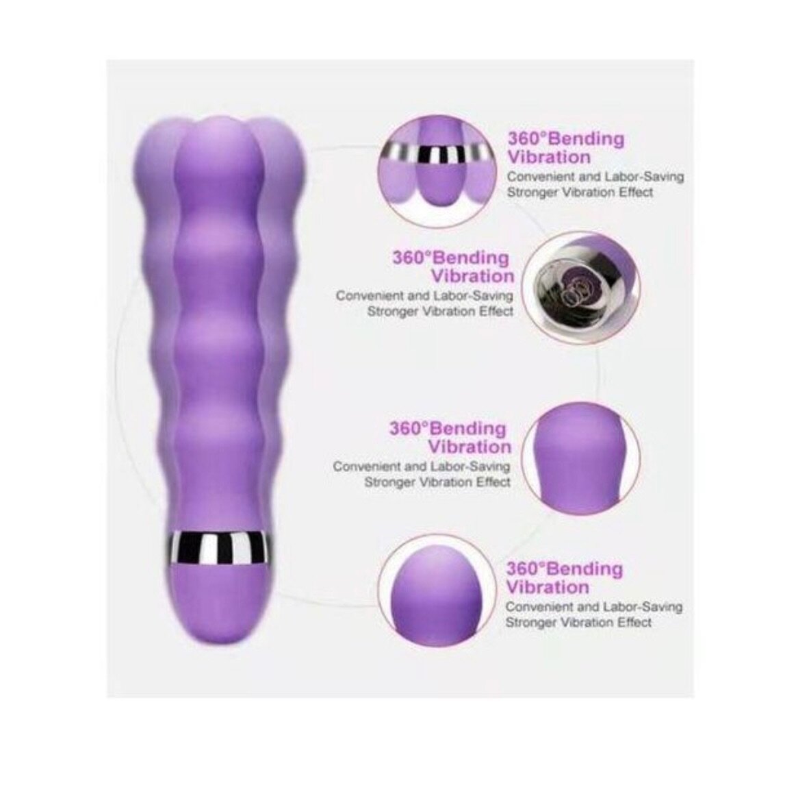 Vibromasseur Courbé 360° Étanche