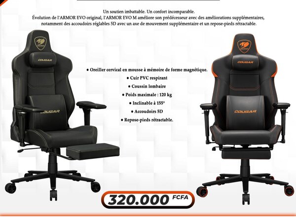 Chaise gaming ergonomique COUGAR