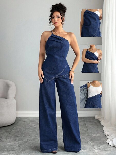 Combinaison asymétrique en jean