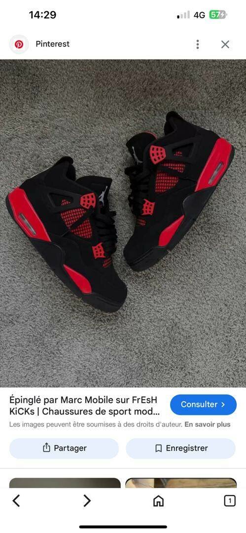 Nike Jordan 4 rouge noir