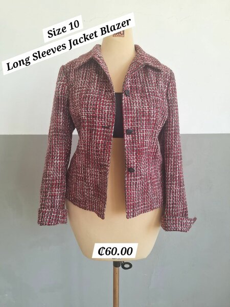 Red Designed Long Sleeves Jacket Blazer