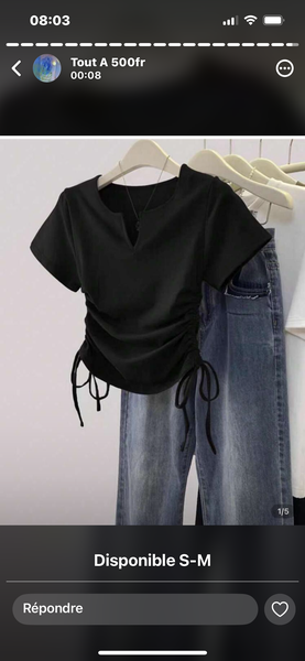 T-shirt noir froncé chic