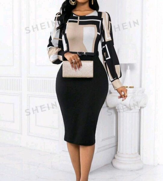 Shein patchwork dress with belt