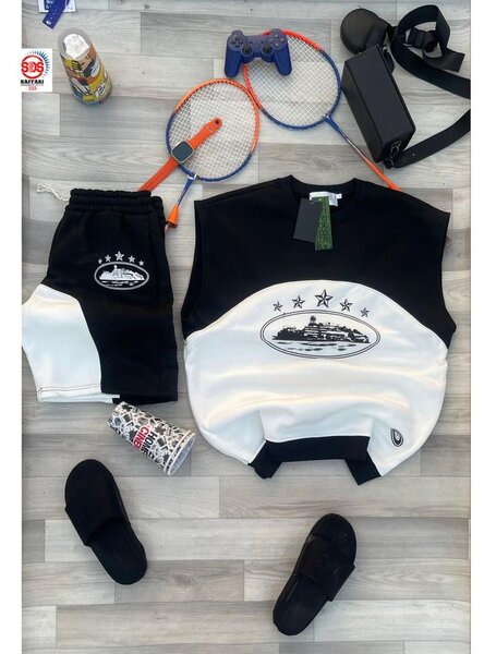 Ensemble décontracté noir et blanc homme