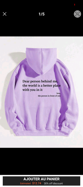 Sweat à capuche violet