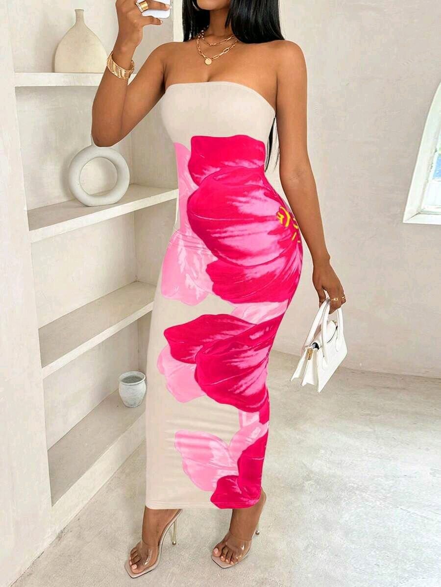 Robe élégante à motifs floraux