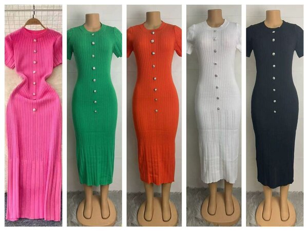 Robe Midi Côtelée Élégante