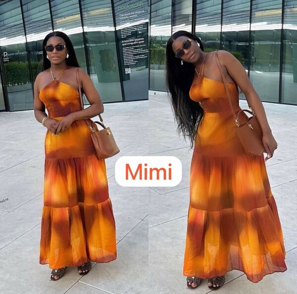 Ladies long dress burnt orange color