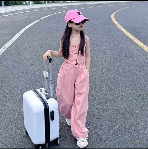 Ensemble salopette fille rose