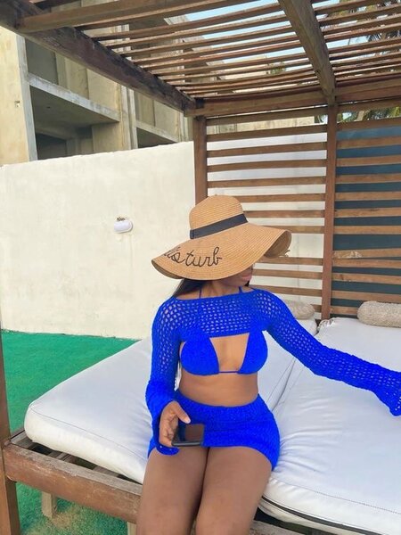 Maillot de bain bleu crochet