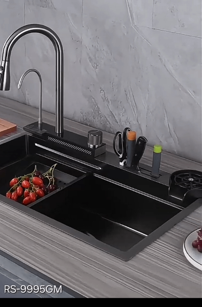 Handmade kitchen sink with chopping board and fountain