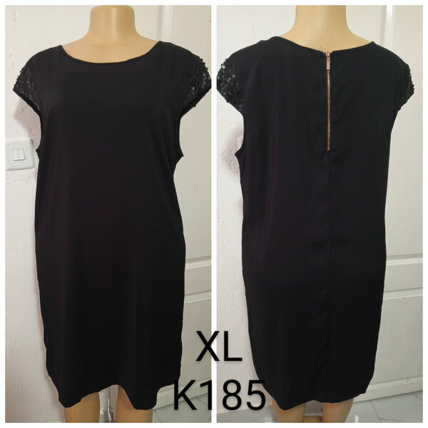 Women's black dress with sequins on the sleeves, size XL