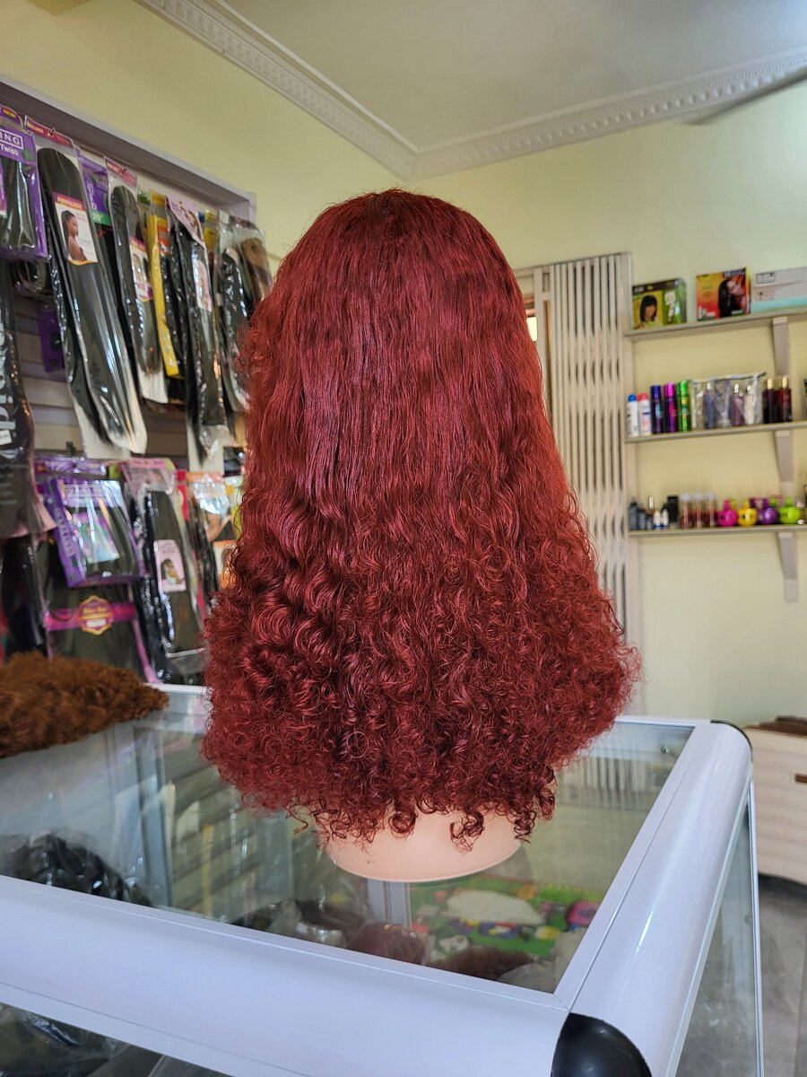 Maroon Curly Fringe Wig