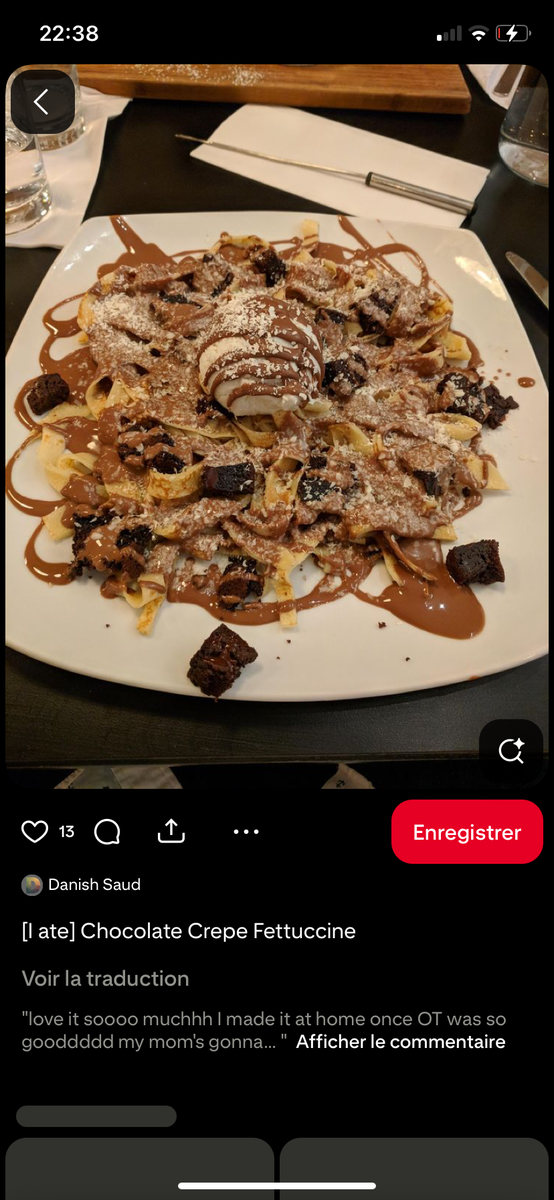Fettuccine Dessert au Chocolat