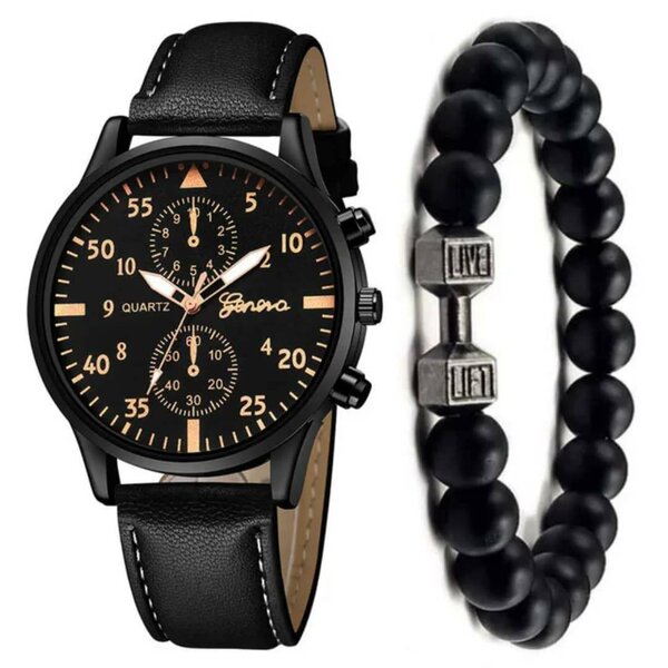 Montre élégante et bracelet homme