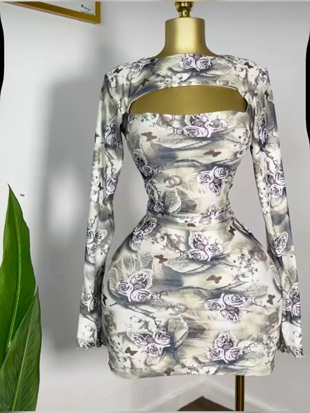 Robe moulante florale