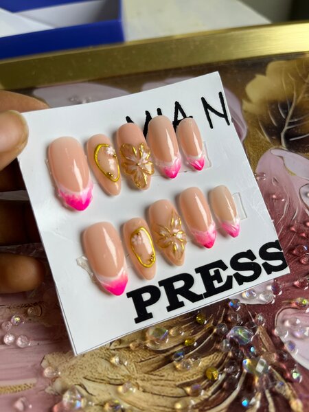 Ongles Press-on Floral Rose