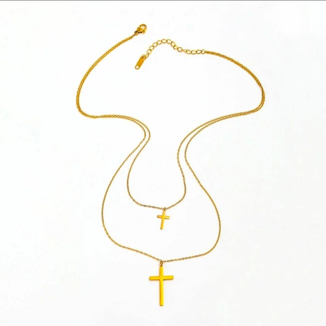 Gold Cross Layered Necklace