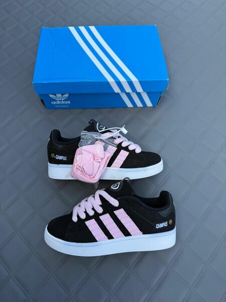 Baskets Campus noires roses enfants