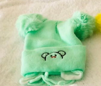 Hat with pompon for babies green