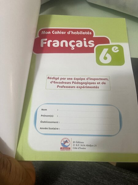 Cahier de Français 6e