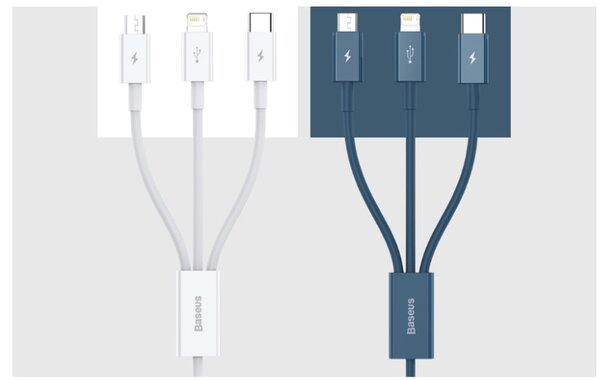 Baseus Câble 3en1 Pour Recharge Rapide Bleu CAMLTYS-03