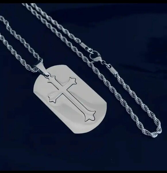 Collier Pendentif Croix Acier