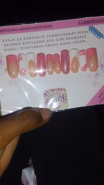 Ongles Fake Rose Pailleté