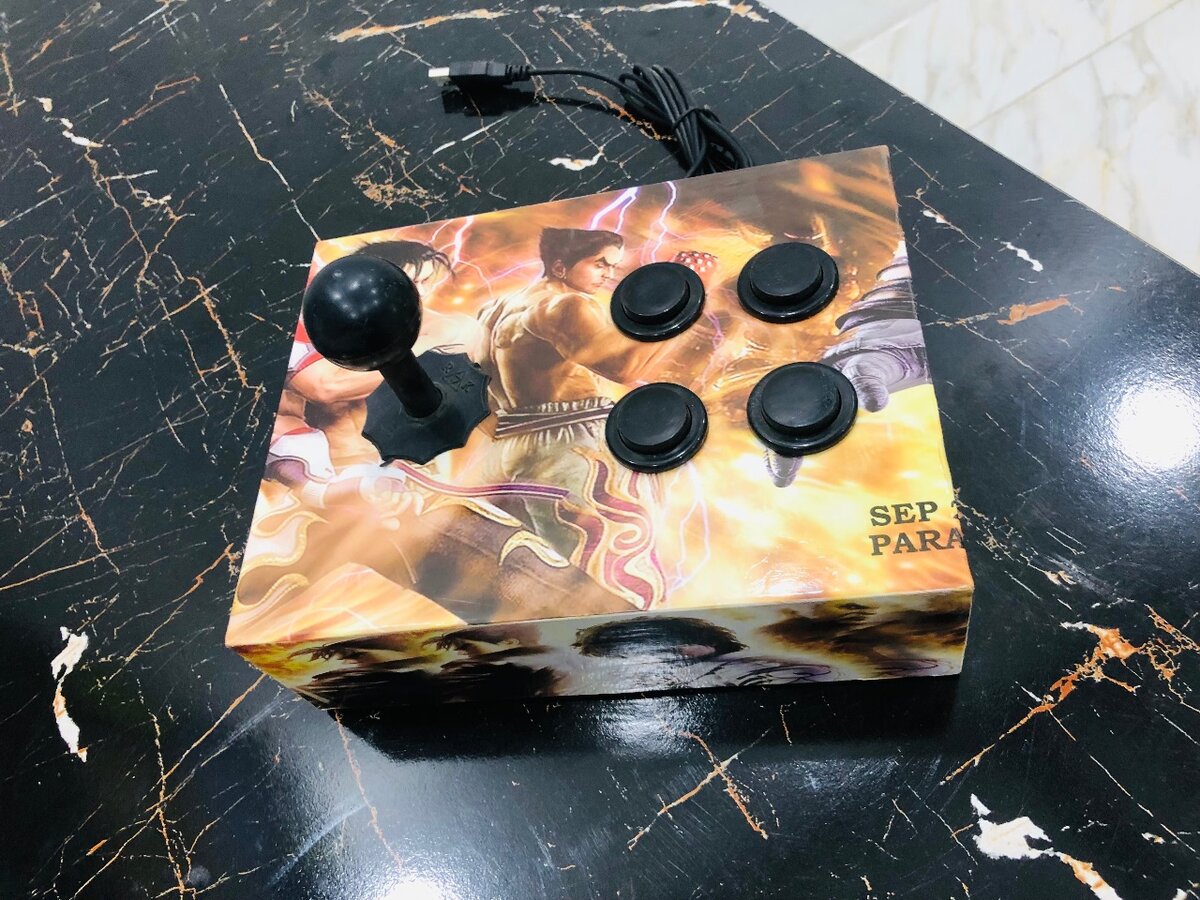 4 Button Joystick wooden box wired connectivity USB